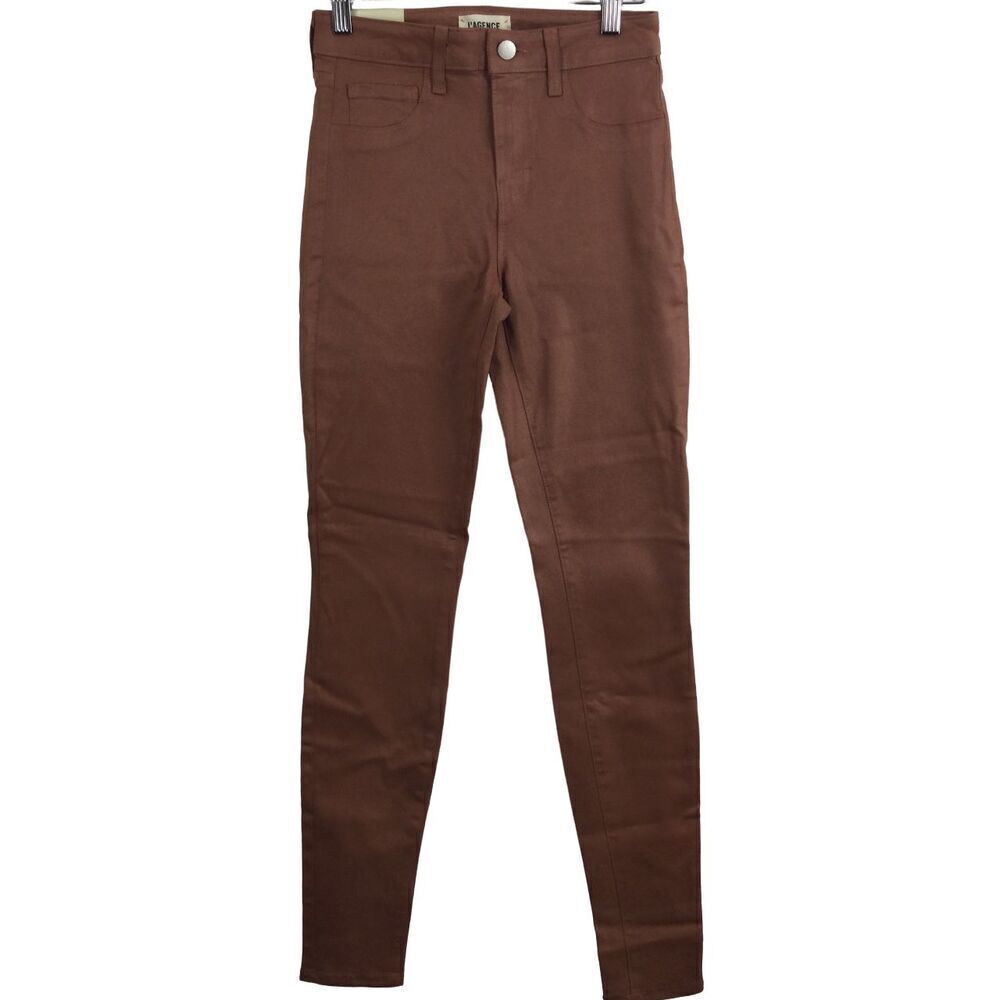 L'agence Womens Marguerite Coated High Rise Skinny Jeans Brown Size 25 - Picture 1 of 7